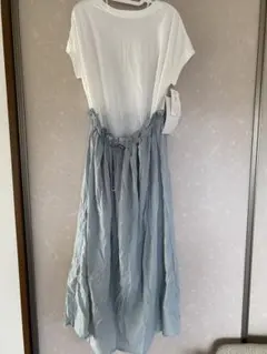 マタニティワンピース ライトブルー　Mサイズ　ウエスト調節可能　授乳服