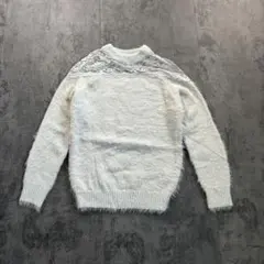 レース　切替　シャギーニット　セーター　ふわふわ　M y2k 可愛い
