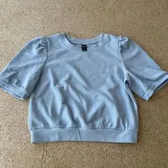 美品☆パフスリーブ☆ライトブルー ☆カットソー　半袖Tシャツ☆M