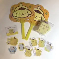 ポムポムプリン 30周年 ノベルティ ぷっくりメモ うちわ×2 ステッカーセット