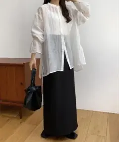 callautia バックスリットシアーシャツ ホワイトのサムネイル