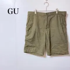 GU ショートパンツ　メンズ　カーキ　ＸＬ　カジュアル　チノショート　綿　ハーフ