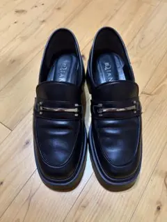 D.IANA 黒ローファー ヒール約5cm