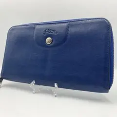 LONGCHAMP　長財布　ラウンドジップ　ロゴ刻印　インディゴブルーのサムネイル