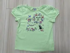 アナスイミニ 花柄猫刺繍 Tシャツ　グリーン　120cm