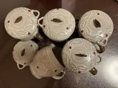 蓋つき陶器椀6個セットとスプーン
