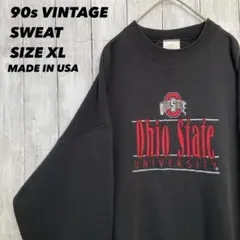 メイドインUSA90sビンテージ古着オハイオステイトカレッジ刺繍ロゴスエットXL