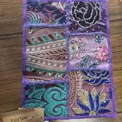 MALAIKA パッチワーク刺繍マット パープル インド製 アジア雑貨 マライカのサムネイル