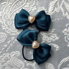 ティールリボンヘアゴム 2個セット