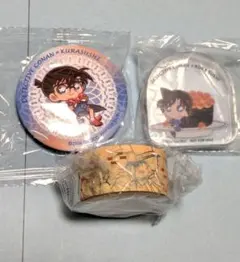 名探偵コナンくら寿司コラボ3点 アクリルマスコット マスキングテープ 缶バッジ