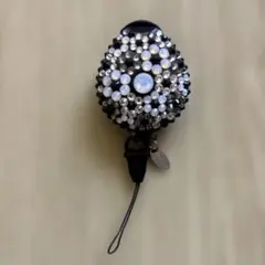 花模様/スワロフスキー/収納式ネックストラップ/デコプティ/スマホショルダー/鍵