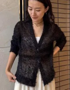 スタニングルアー　フェザーチュールカーディガン黒