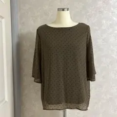 ロペピクニック　ブラウン ドット柄 五分袖シャツ