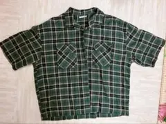 GU XL グリーンチェックシャツ