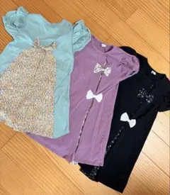 リボン付き半袖ワンピース3点セット　120cm
