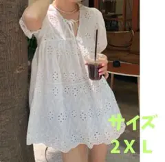 レースブラウス　綿素材　柔らか　取り扱いしやすい　リゾート　チュニック