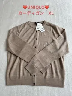 ユニクロ　メリクルーネックカーディガン　XL ベージュ