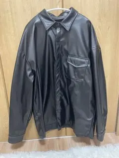 ブラックレザーシャツ オーバーサイズ　ブルゾン