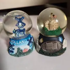 スノードーム2個セット アメリカ・オランダ