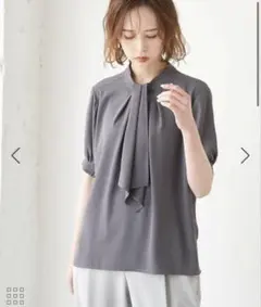 ロペピクニック　半袖ブラウス 2WAY ボウタイ　40 チャコール