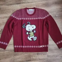 COACH x PEANUTS スヌーピー ニット M 赤のサムネイル