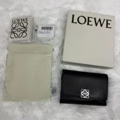 LOEWE ロエベ 三つ折り財布 アナグラム ネイビー 付属品完備　極美品
