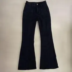 シーイン　レディース ブラック フレアデニム パンツ