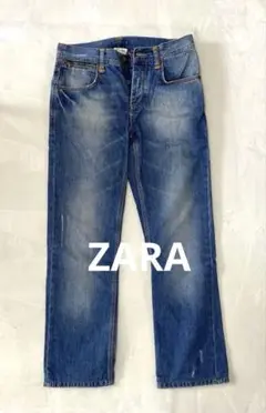 ZARA JEANS ストレートデニムパンツ ウォッシュ加工 メンズ 30 38