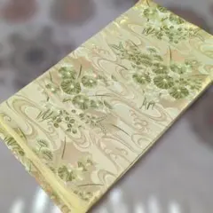 袋帯 六通　若草色の美しい金糸 フォーマル　菊の花