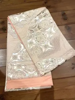 袋帯 六通柄 正絹？　金銀糸 亀甲花文様 礼装用 長さ約420cm 幅31cm