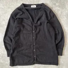Y2K DIMPLE CLUB 綿100% Vネック カーディガン 黒 シンプル