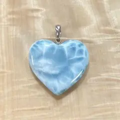 ハイクオリティ　ラリマー　可愛いハート型　ネックレス　7