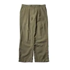 ビルブラス スラックス 2タック ワイドパンツ 裾ダブベージュ　リネン 00s