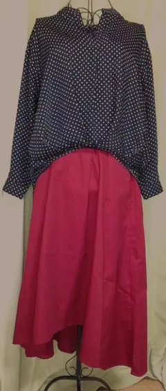 ★タグ付　ブラウス&スカートのセット レッド XS★