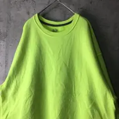 A3690古着　スウェット　ライム　無地　90s Y2K