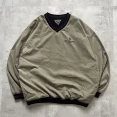 USA古着　CHEYENNE RIVER　ナイロンプルオーバー　カーキ　ロゴ刺繍