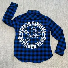 けん玉FUCK'IN KENDAMA 長袖シャツ 青黒チェック　ユニクロ　キッズ