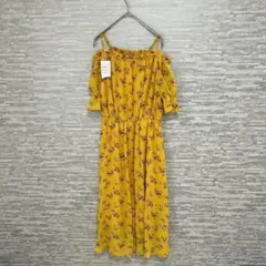 イング　花柄ワンピースマスタードオフショル新品 タグ付き　キャミワンピ