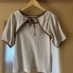 C.O. 半袖リブトップス ベージュ
