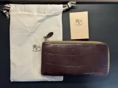 イルビゾンテ　ジップアラウンドロングウォレット　クロコ型押しブラウン