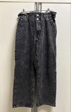 バックリボン付き デニム ロングパンツ ストレート