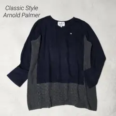 アーノルドパーマー/綿100/Vネック異素材ドッキングチュニック/刺繍ロゴ/3のサムネイル