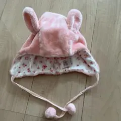 ミキハウス　ピンクの耳付き帽子