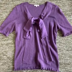 リボン付き　パープルニットアンサンブル