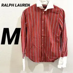 RALPH LAUREN ラルフローレン 長袖シャツ ストライプ 赤 白襟