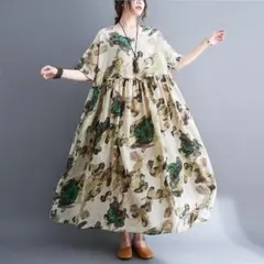 大きいサイズ レディース 春 夏 ロング　ワンピース　新品 半袖　秋