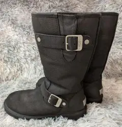 【美品】UGG アグ サッター エンジニアブーツ ムートン ブラック 秋冬【美品】22cm UGG アグ サッター ブラック レザーエンジニアブーツ