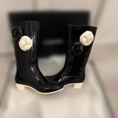 CHANEL ブラック レインブーツ 35 - メルカリ