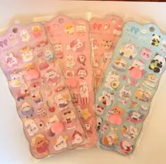 動物　スイーツ　おしりシール　立体シール　4枚セット