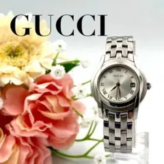 775 新品電池 GUCCI 5500L デイト 腕時計 シルバー文字盤 稼働 - メルカリ